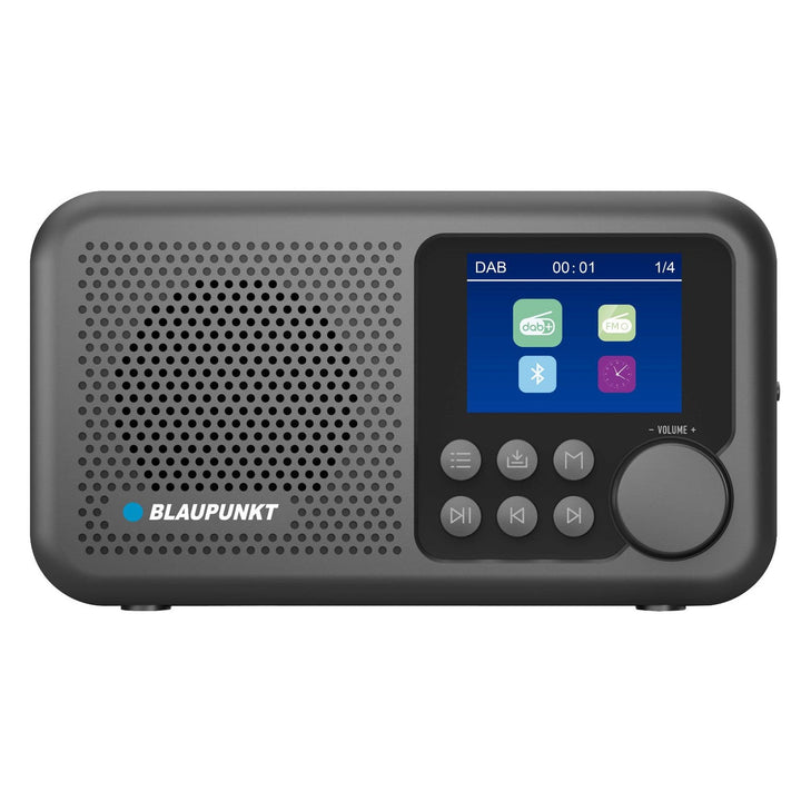 Преносимо радио Blaupunkt, цифрово радио DAB+ и FM тунер, Bluetooth, изход за слушалки, 2,4-инчов цветен дисплей, часовник и аларма, захранване с батерия и зареждане чрез USB-C, DR8BK