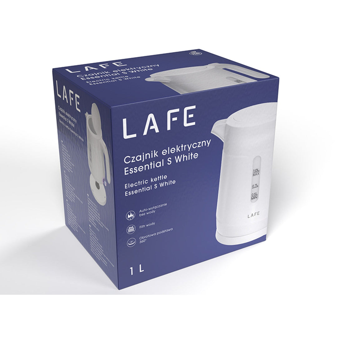 Електрическа кана Lafe, капацитет 1 литър, мощност 1500 W, бял цвят, Essential S