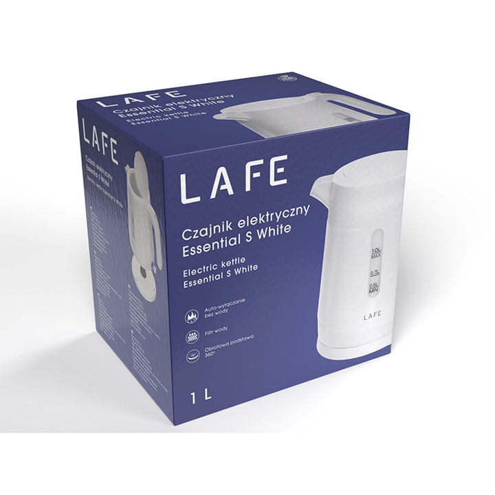 Електрическа кана Lafe, капацитет 1 литър, мощност 1500 W, бял цвят, Essential S