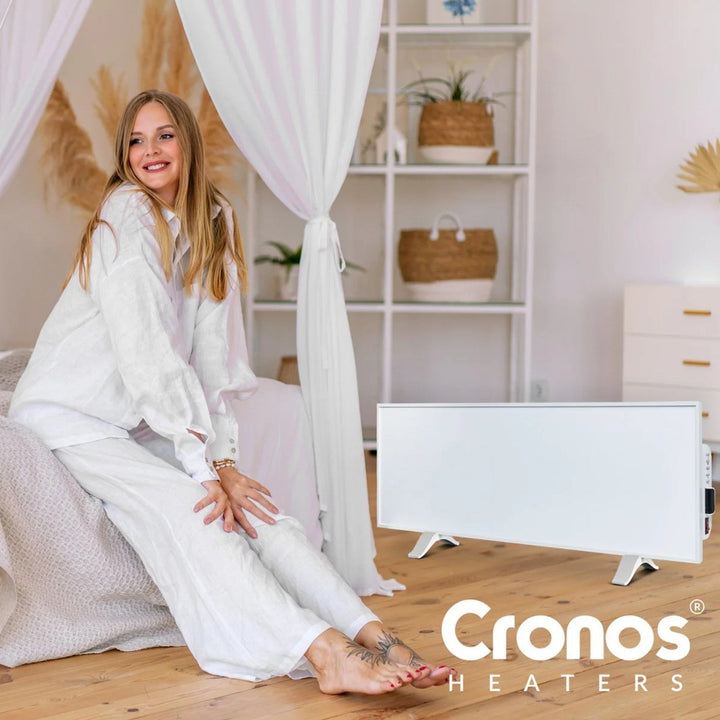 Инфрачервен нагревател Cronos, 330 W, бял, подходящ за хора с алергии, ултратънък, матова повърхност, отоплява площ до 12 m², Synthelith PRO CRP-330TWP White