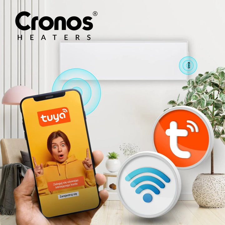 Инфрачервен нагревател Cronos, 330 W, бял, подходящ за хора с алергии, ултратънък, матова повърхност, отоплява площ до 12 m², Synthelith PRO CRP-330TWP White