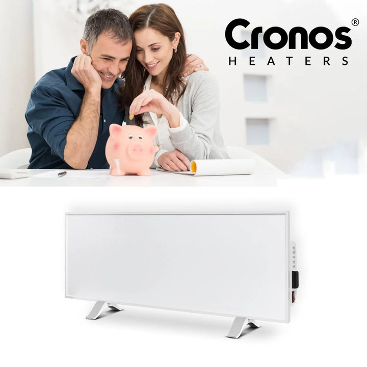Инфрачервен нагревател Cronos, 330 W, бял, подходящ за хора с алергии, ултратънък, матова повърхност, отоплява площ до 12 m², Synthelith PRO CRP-330TWP White