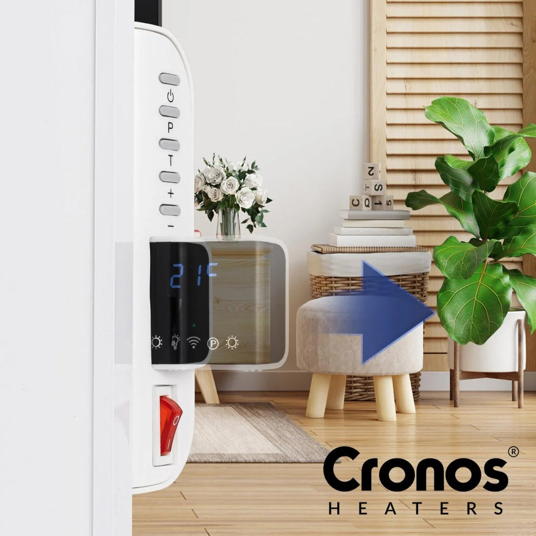 Инфрачервен нагревател Cronos, 330 W, бял, подходящ за хора с алергии, ултратънък, матова повърхност, отоплява площ до 12 m², Synthelith PRO CRP-330TWP White