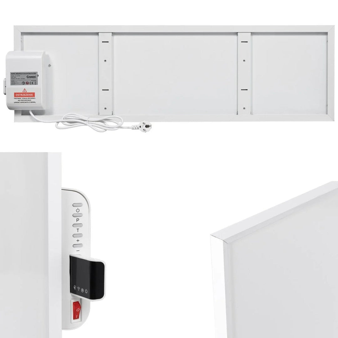 Инфрачервен нагревател Cronos, 330 W, бял, подходящ за хора с алергии, ултратънък, матова повърхност, отоплява площ до 12 m², Synthelith PRO CRP-330TWP White