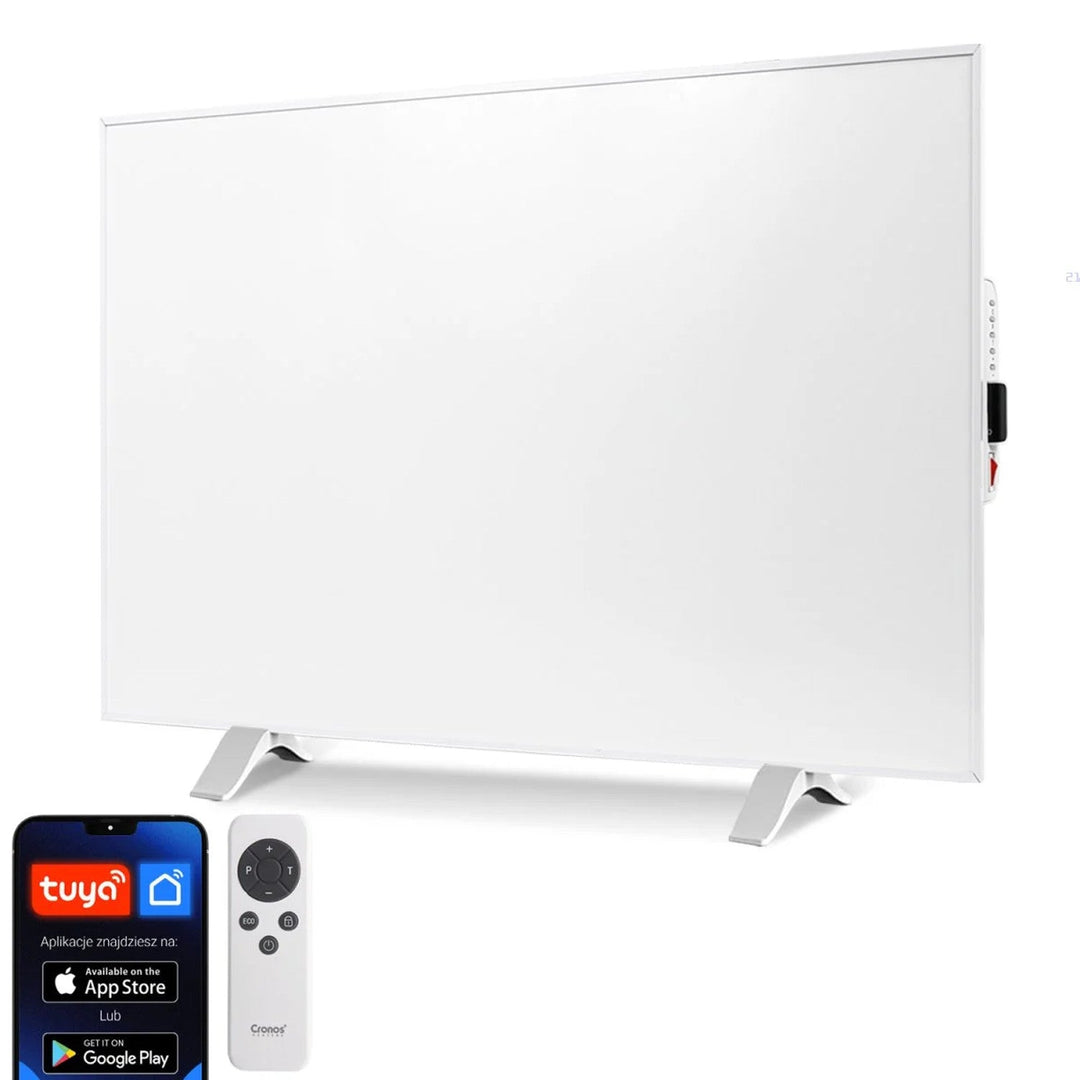 Инфрачервен нагревател Cronos, 300 W, бял, подходящ за хора с алергии, ултратънък, матова повърхност, отоплява площ до 9 м², Synthelith PRO CRP-300TWP White