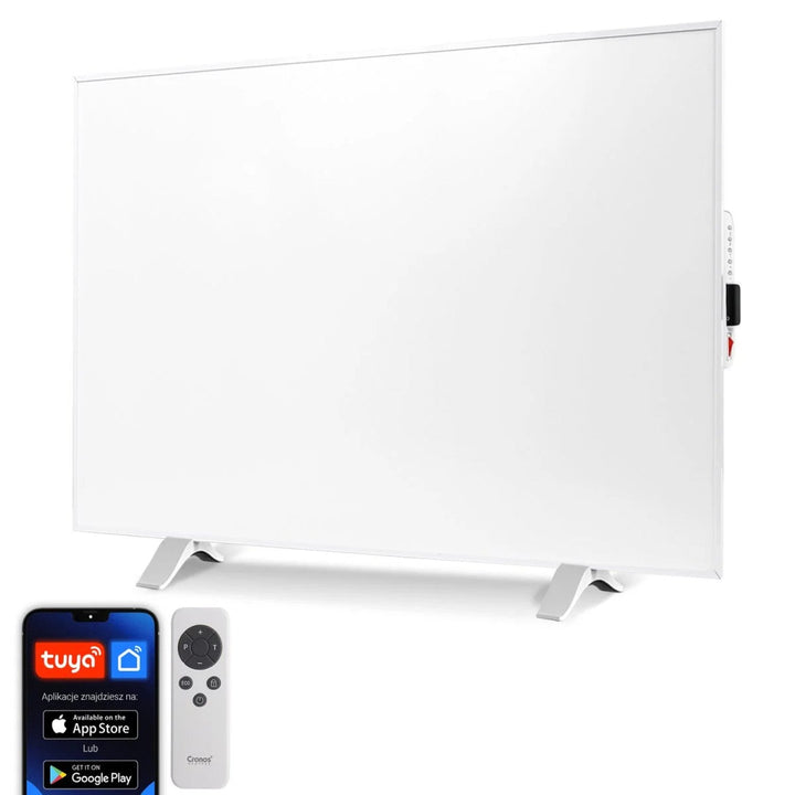 Инфрачервен нагревател Cronos, 500 W, бял, подходящ за хора с алергии, ултратънък, матова повърхност, отоплява площ до 14 м2, Synthelith PRO CRP-500TWP White
