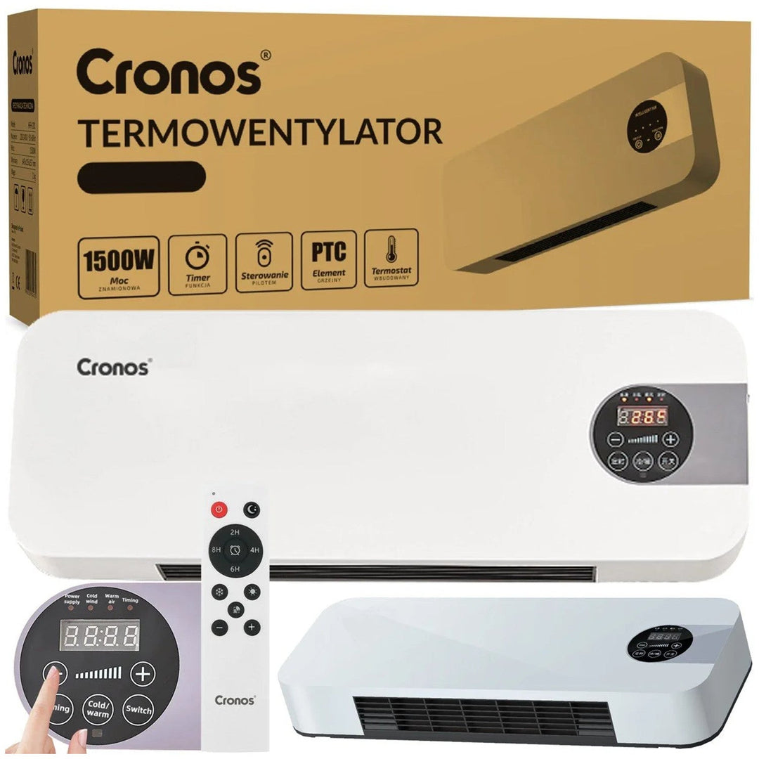 Вентилаторна завеса Cronos, мощност 1500 W, ниска консумация на енергия, широк ъгъл на въздушния поток, дистанционно управление, HFH-201