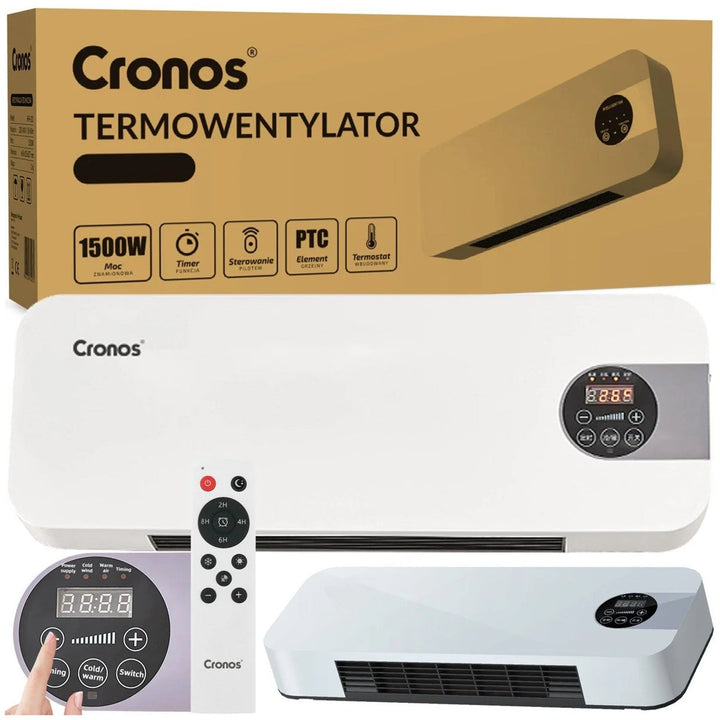 Вентилаторна завеса Cronos, мощност 1500 W, ниска консумация на енергия, широк ъгъл на въздушния поток, дистанционно управление, HFH-201