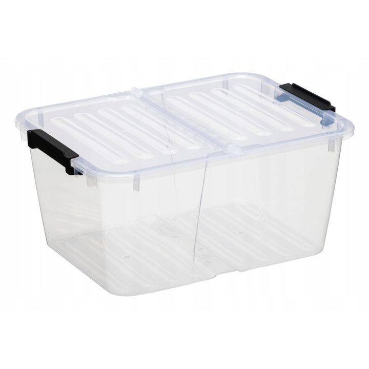 Plast Team Home Box Flex 15L контейнер с двойна капак, сгъваем капак, предпазни клипсове, прозрачен, 23010800