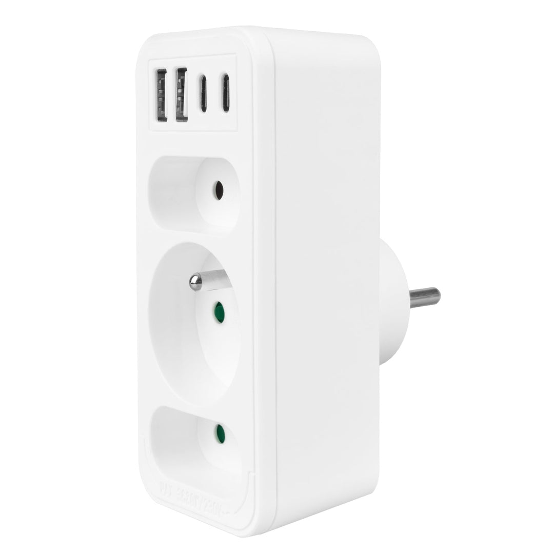 Маклин контакт x3 + 4xUSB, сплитер с 3 контакта, 2xUSB A, 2xUSB C PD 20W, 1x16A + 2x6A, MCE248 F/W, 2 броя