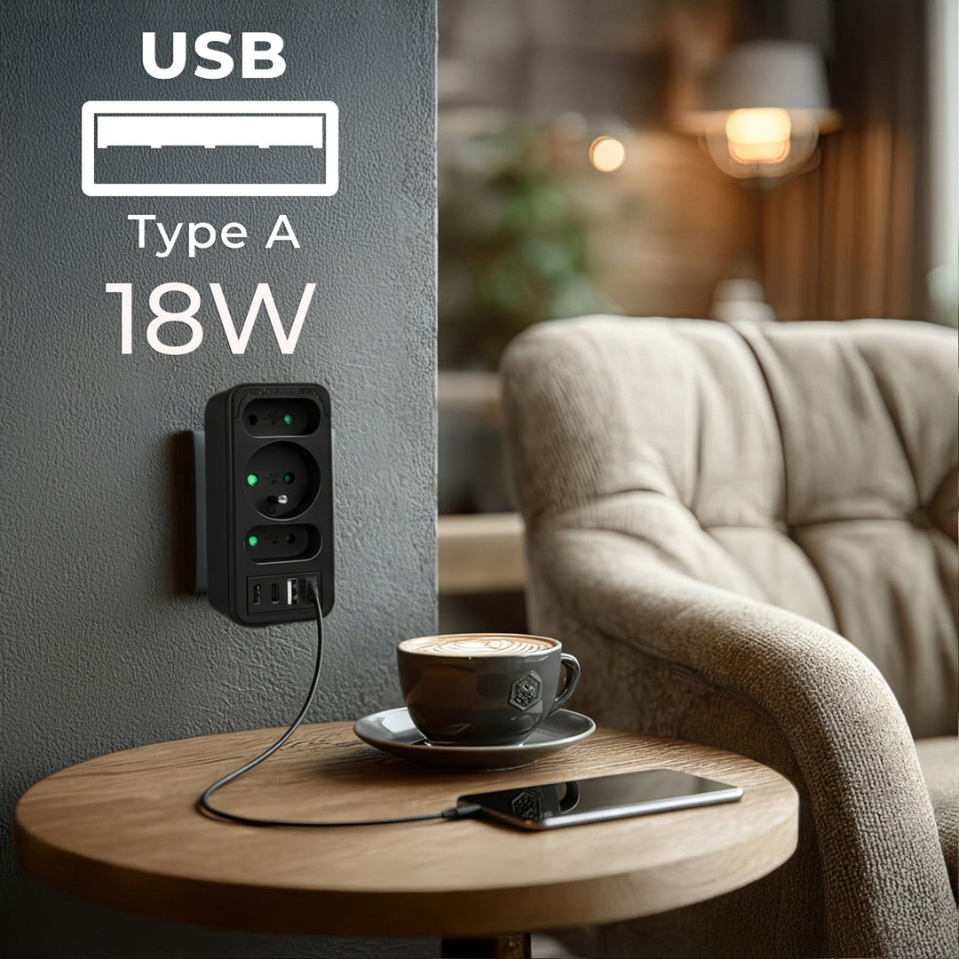 Маклин контакт x3 + 4xUSB, сплитер с 3 контакта, 2xUSB A, 2xUSB C PD 20W, 1x16A + 2x6A, MCE248 F/B, 2 броя