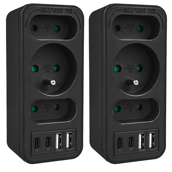 Маклин контакт x3 + 4xUSB, сплитер с 3 контакта, 2xUSB A, 2xUSB C PD 20W, 1x16A + 2x6A, MCE248 F/B, 2 броя