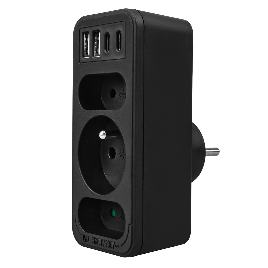 Маклин контакт x3 + 4xUSB, сплитер с 3 контакта, 2xUSB A, 2xUSB C PD 20W, 1x16A + 2x6A, MCE248 F/B, 3 броя