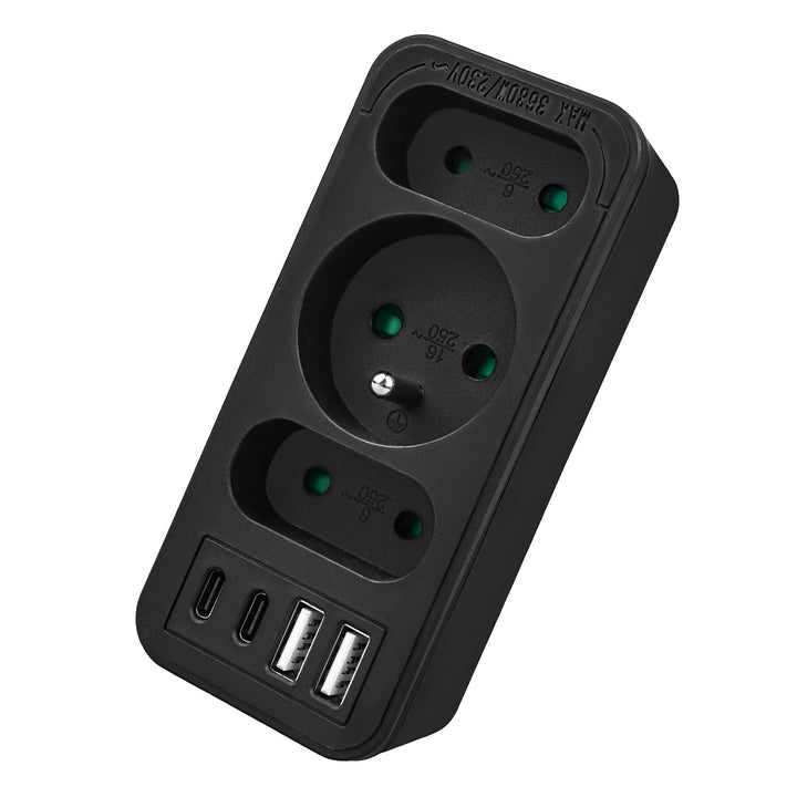 Маклин контакт x3 + 4xUSB, сплитер с 3 контакта, 2xUSB A, 2xUSB C PD 20W, 1x16A + 2x6A, MCE248 F/B, 3 броя