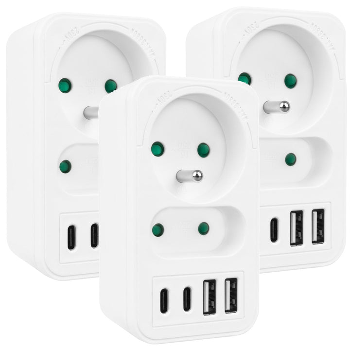 Маклин контакт x2 + 4xUSB, сплитер с 2 контакта, 2xUSB A, 2xUSB C PD 20W, 1x16A + 1x6A, MCE249 F/W, 3 броя