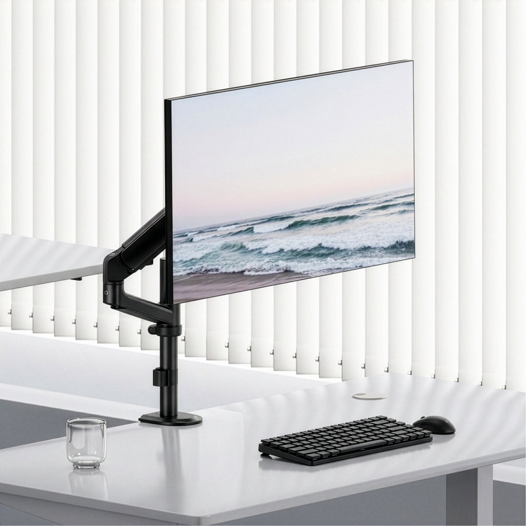 Стойка / закачалка за монитор Ergo Office, с газова пружина, 17"-32", 1-10 кг, матово черно, макс. VESA 100x100, ER-691 B