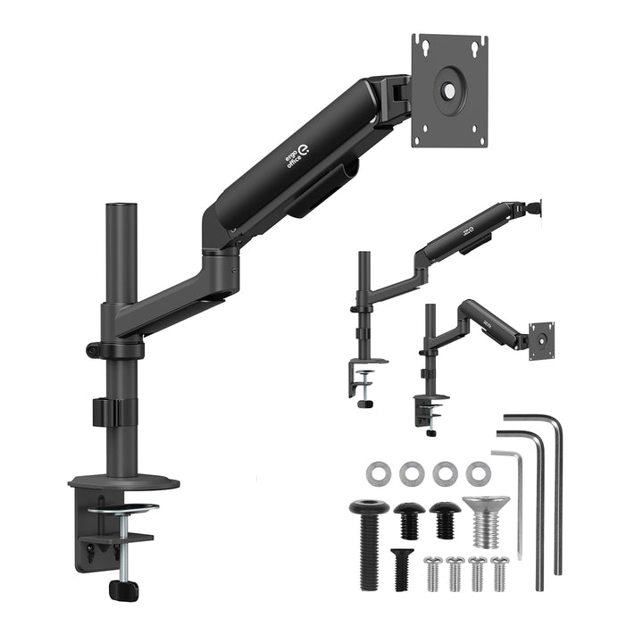 Стойка / закачалка за монитор Ergo Office, с газова пружина, 17"-32", 1-10 кг, матово черно, макс. VESA 100x100, ER-691 B
