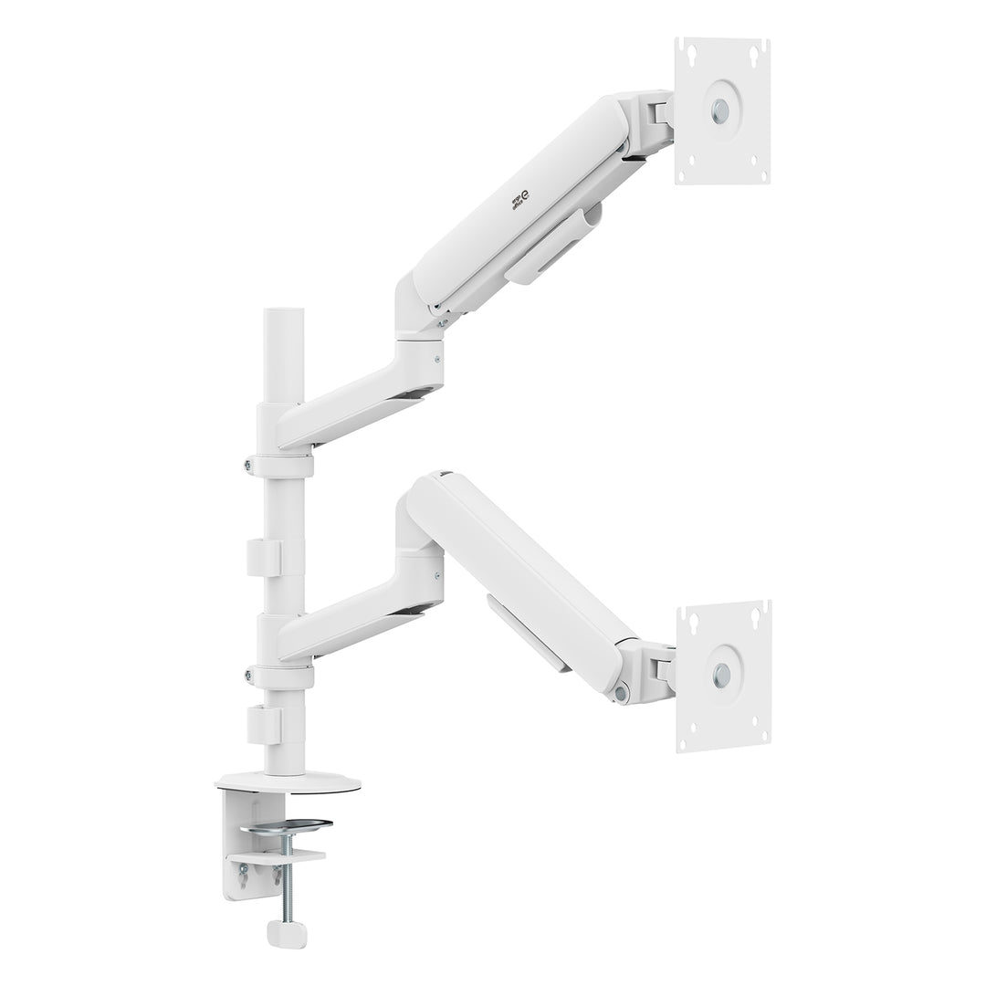 Стойка / закачалка за 2 монитора Ergo Office, газово амортисьорно устройство, 17"-32", 1-10 кг, бял мат, ER-692 W