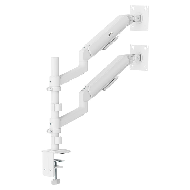 Стойка / закачалка за 2 монитора Ergo Office, газово амортисьорно устройство, 17"-32", 1-10 кг, бял мат, ER-692 W
