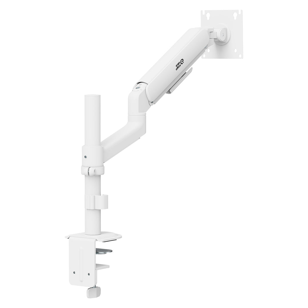 Стойка/закачалка за монитор Ergo Office, с газова пружина, 17"-32", 1-10 кг, матово бяло, макс. VESA 100x100, ER-691 W