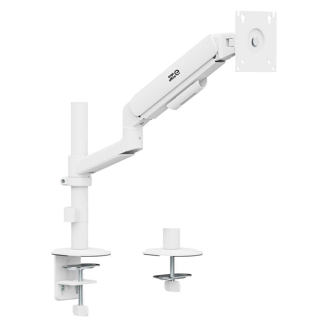 Стойка/закачалка за монитор Ergo Office, с газова пружина, 17"-32", 1-10 кг, матово бяло, макс. VESA 100x100, ER-691 W