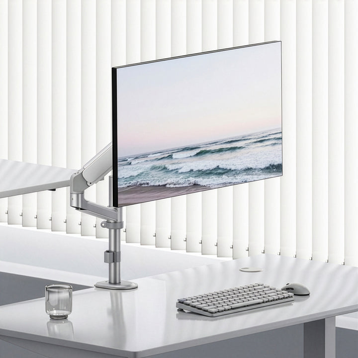 Стойка/закачалка за монитор Ergo Office, с газова пружина, 17"-32", 1-10 кг, матово бяло, макс. VESA 100x100, ER-691 W