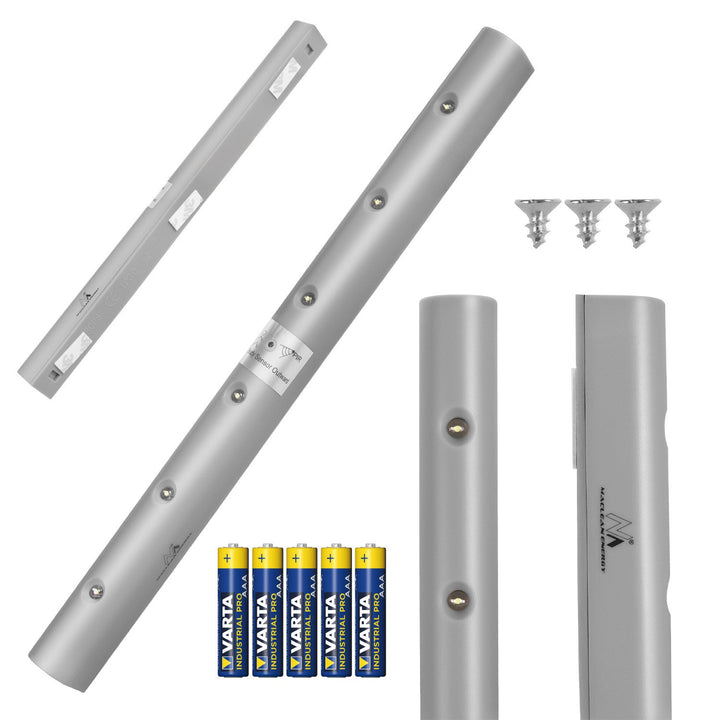 Maclean 6LED кухненска лампа за монтаж под шкаф, продълговата, с датчик за движение, 5xAAA, MCE123 + 5x Varta Industrial AAA алкални батерии