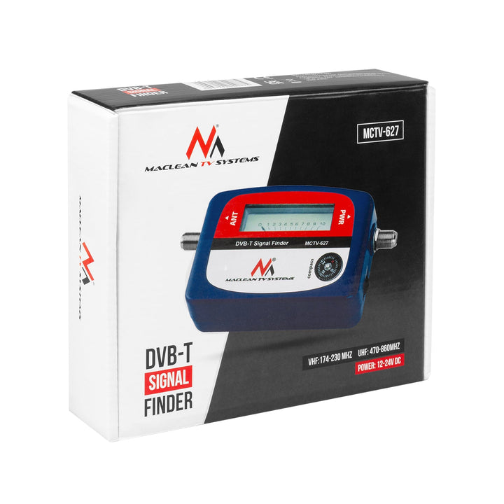 Телевизионен измервател Maclean DVB-T, кутия, кабел F-F 25 cm, MCTV-627 + 10x AA Varta Industrial батерии