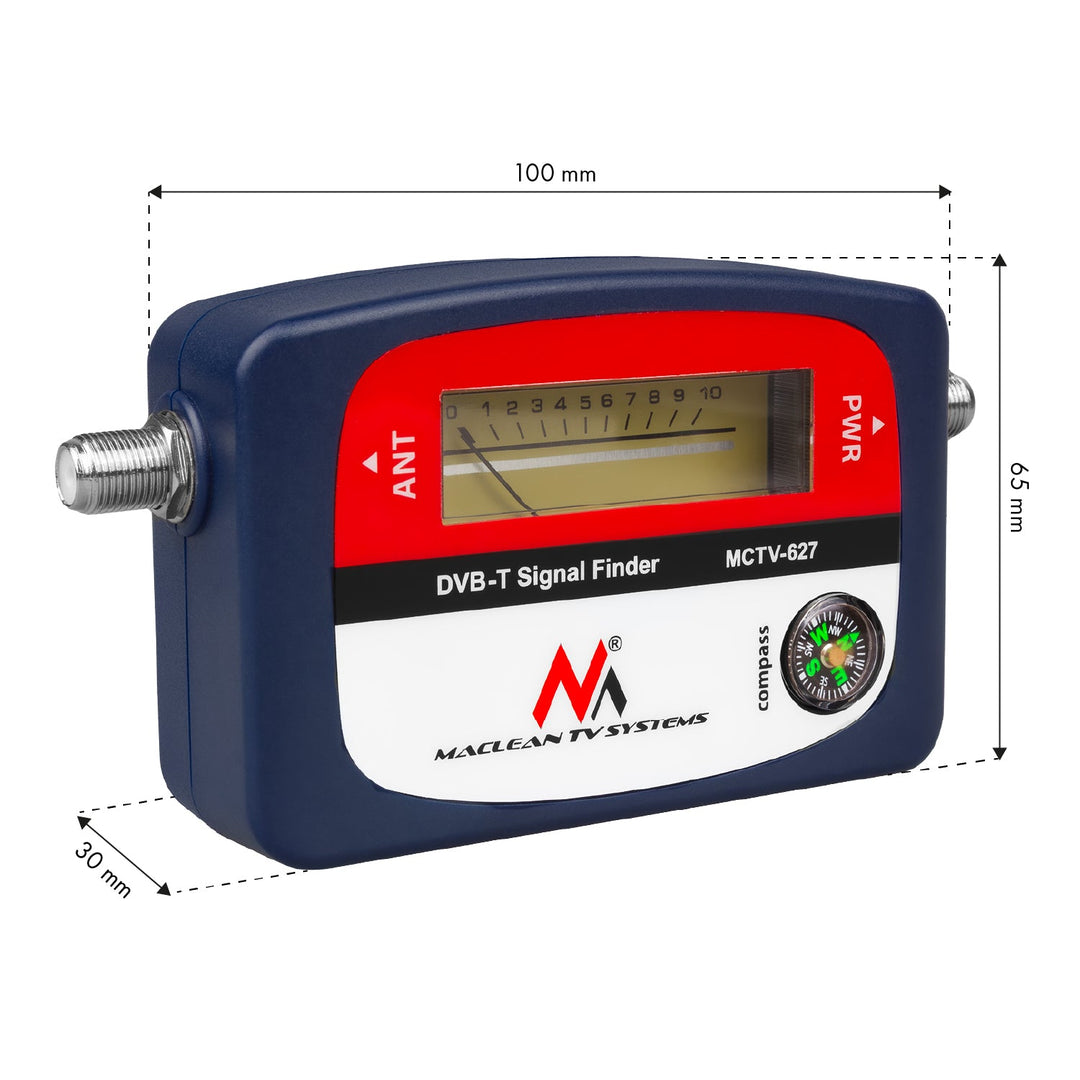 Телевизионен измервател Maclean DVB-T, кутия, кабел F-F 25 cm, MCTV-627 + 10x AA Varta Industrial батерии