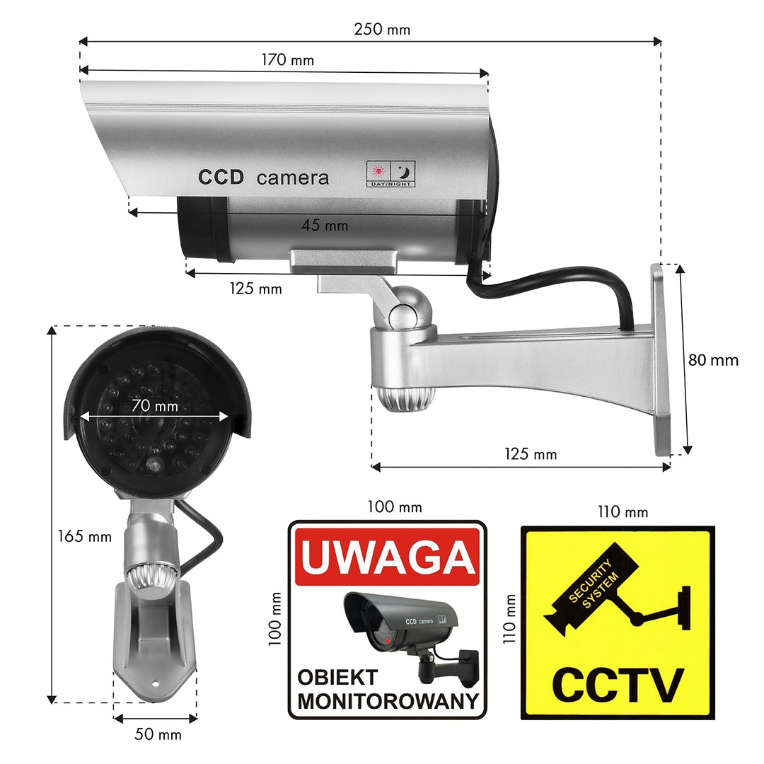 Фалшива камера с мигащ LED IR1100 S IR за външна употреба + 2x AA Varta Industrial батерии