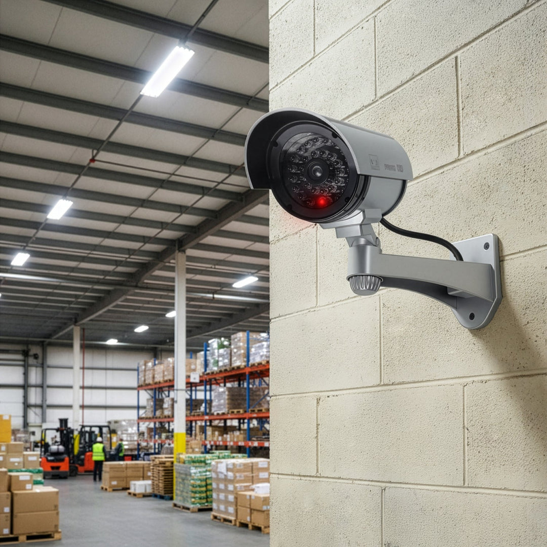 Фалшива камера с мигащ LED IR1100 S IR за външна употреба + 2x AA Varta Industrial батерии