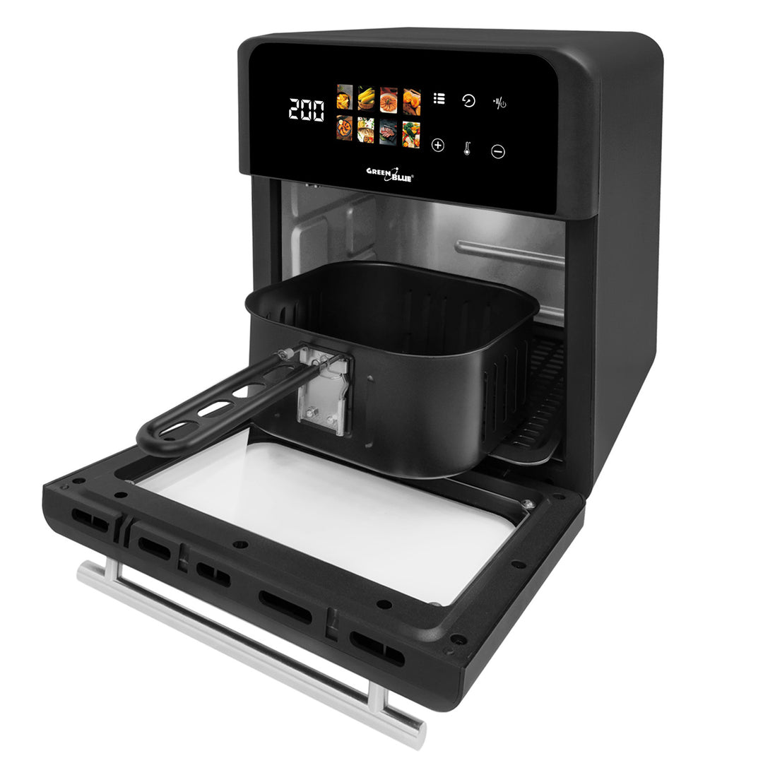 Безмаслена фритюрница AIR FRYER GreenBlue, мощност 1800 W, капацитет 10 л, 8 програми, аксесоари, таймер, GB950