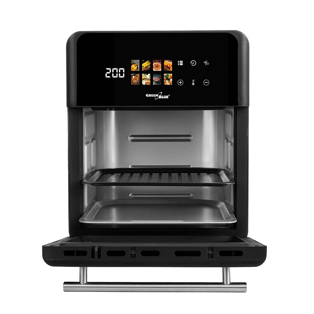 Безмаслена фритюрница AIR FRYER GreenBlue, мощност 1800 W, капацитет 10 л, 8 програми, аксесоари, таймер, GB950