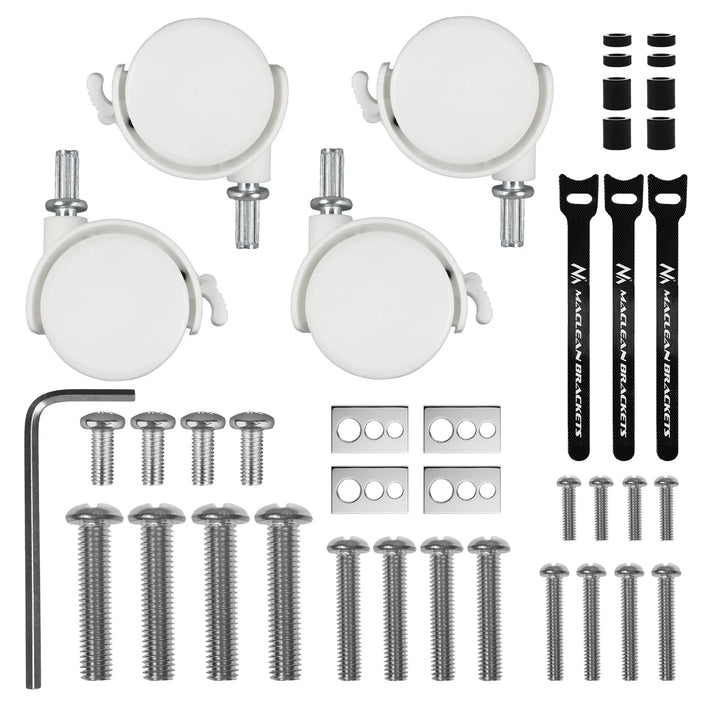 Стойка/количка за телевизор Maclean, на колелца, 37-80", макс. натоварване 50 кг, макс. VESA 600x400, бяла, MC-180 W
