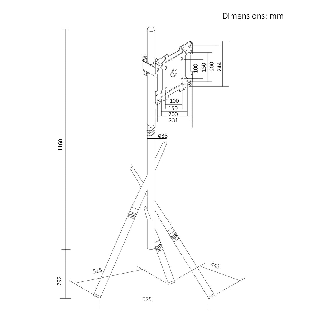 Стойка за телевизор Maclean, 27-55", макс. VESA 200x200, макс. 60 кг, MC-181 B