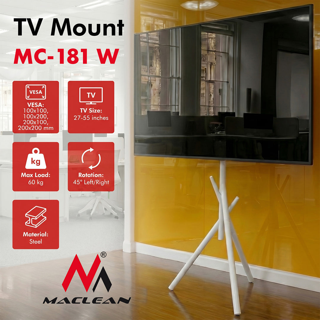 Стойка за телевизор Maclean, 27-55", макс. VESA 200x200, макс. 60 кг, MC-181 W