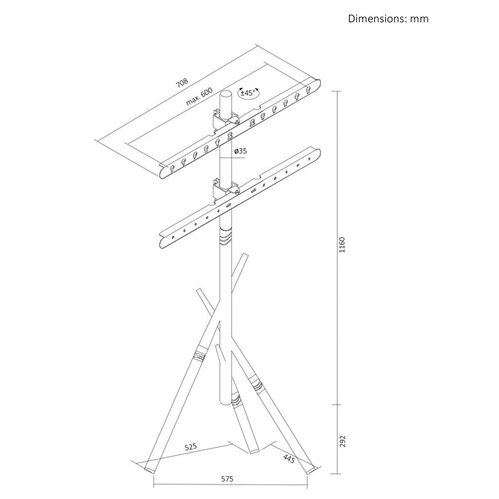 Стойка за телевизор Maclean, 37-80", макс. VESA 600x400, макс. 60 кг, MC-182 B