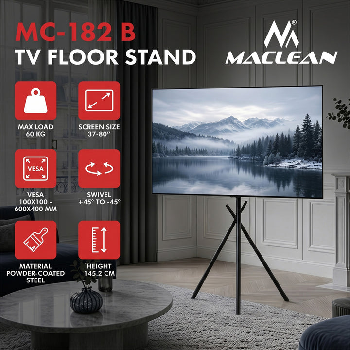 Стойка за телевизор Maclean, 37-80", макс. VESA 600x400, макс. 60 кг, MC-182 B