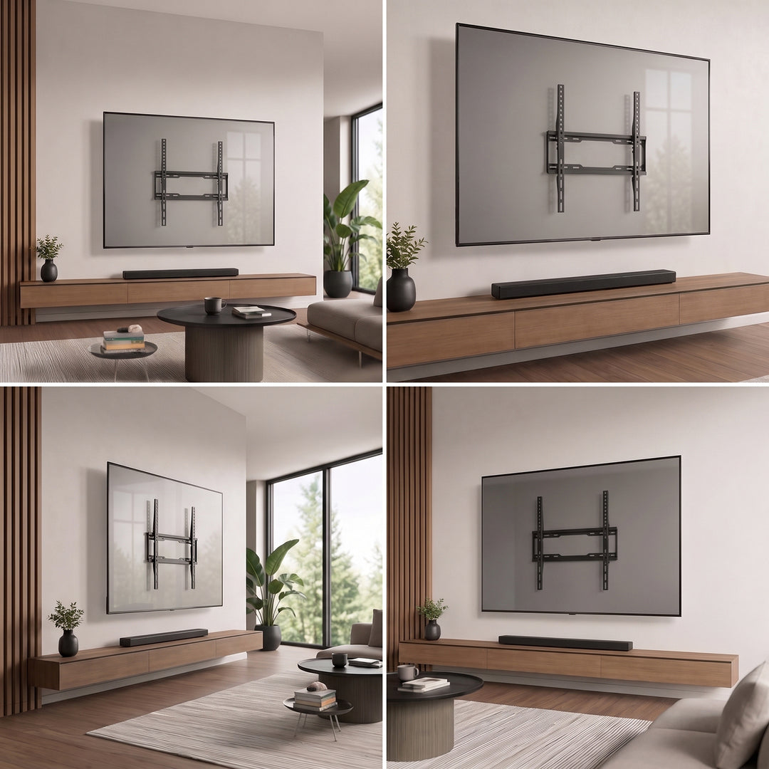 Стойка / закачалка за телевизор Maclean, макс. VESA 400x400, 32-75", до 45 кг, черна, регулиране на наклона 0°~-8°, MC-187
