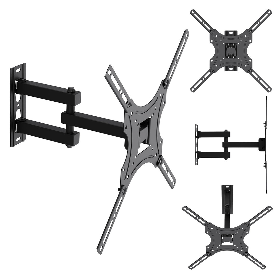 Стойка / закачалка за телевизор Maclean, макс. VESA 400x400, 32-55", до 25 кг, черна, регулиране на наклона 0°~-15° и завъртане +90°~-90°, MC-190