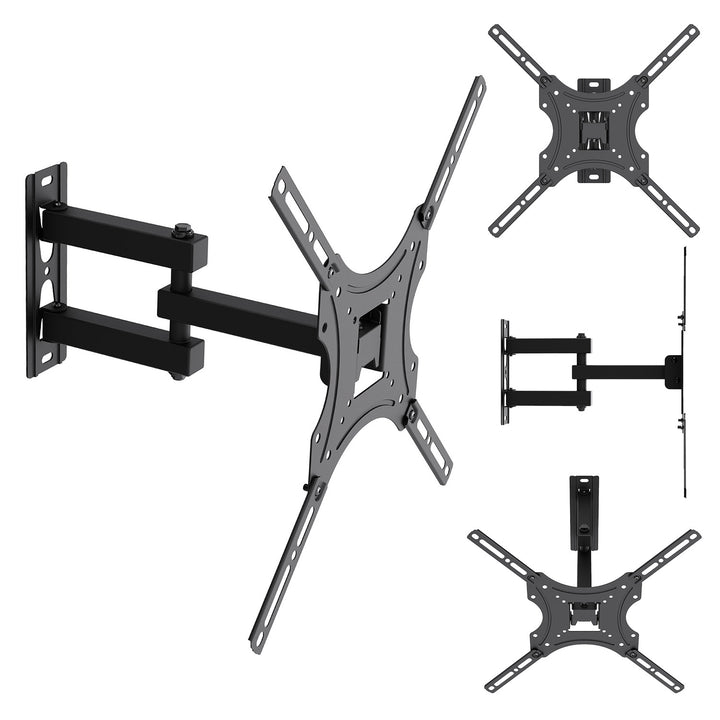 Стойка / закачалка за телевизор Maclean, макс. VESA 400x400, 32-55", до 25 кг, черна, регулиране на наклона 0°~-15° и завъртане +90°~-90°, MC-190