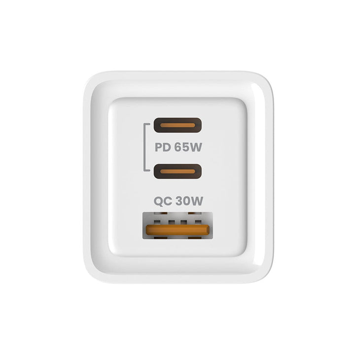 Зарядно устройство Savio, 1x USB-A, 2x USB-C, GaN, 65W, бяло, SAVLA-07