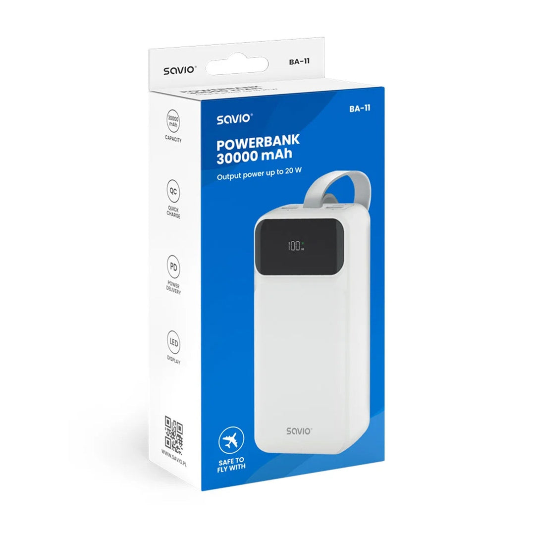 Powerbank SAVIO, 2 USB порта, 1 USB-C порт, Quick Charge, Power Delivery, SAVBA-11