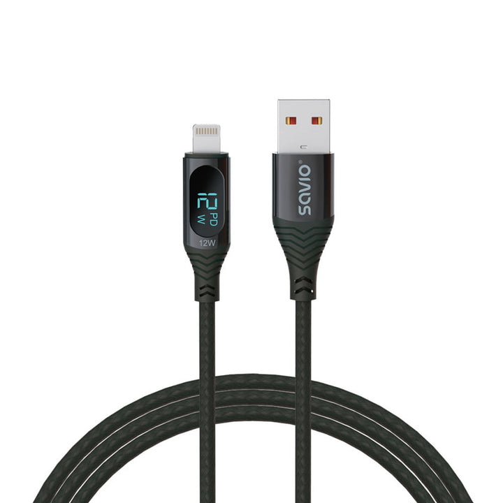 Кабел Savio USB към Lightning, цифров дисплей, дължина 1 м, SAVKABELCL-173