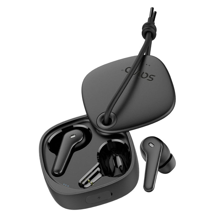 Безжични слушалки Savio, Bluetooth 5.3, ENC, USB-C, черни, SAVSLTWS-11