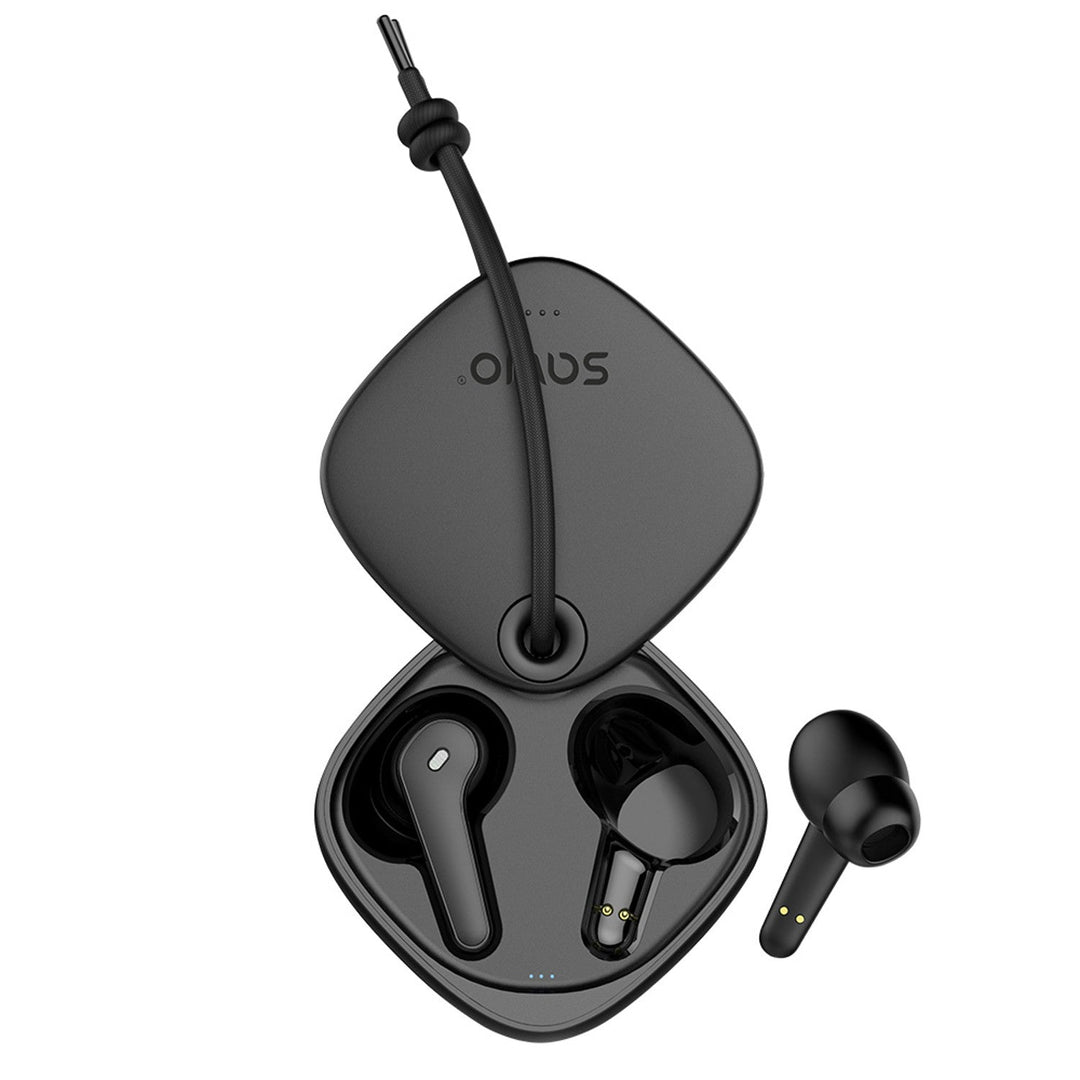 Безжични слушалки Savio, Bluetooth 5.3, ENC, USB-C, черни, SAVSLTWS-11
