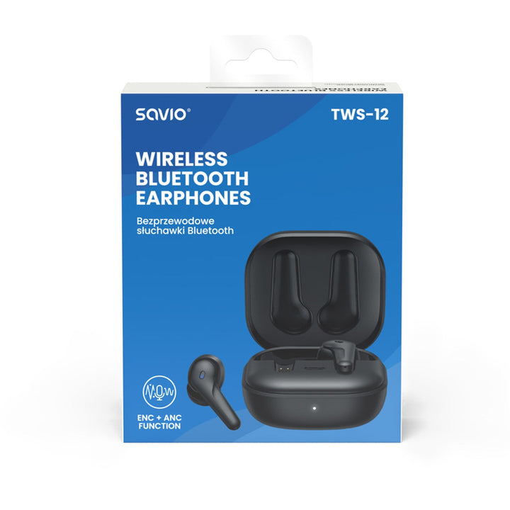 Безжични слушалки Savio, Bluetooth 5.3, ANC, USB-C, черни