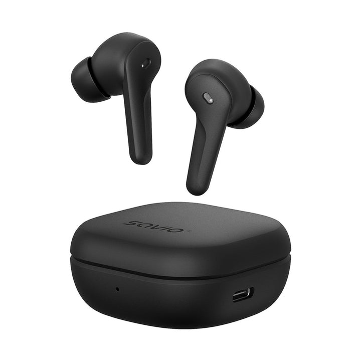 Безжични слушалки Savio, Bluetooth 5.3, ANC, USB-C, черни