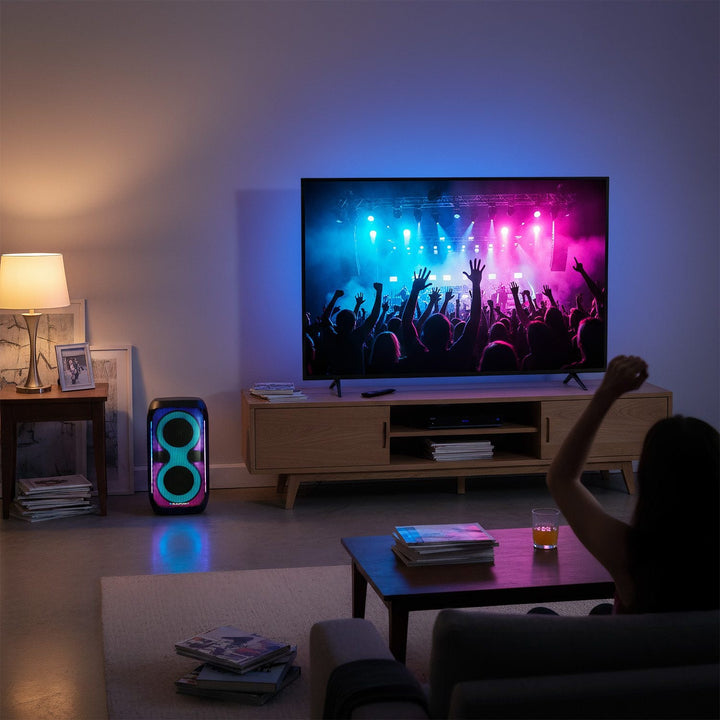Blaupunkt Party Box високоговорител, LED осветление, Bluetooth, USB и AUX, FM радио, караоке функция, дистанционно управление, живот на батерията до 18 часа, PB60X