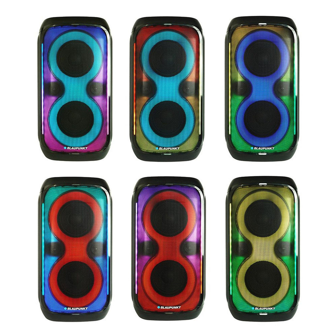 Blaupunkt Party Box високоговорител, LED осветление, Bluetooth, USB и AUX, FM радио, караоке функция, дистанционно управление, живот на батерията до 18 часа, PB60X